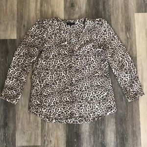 1.State Leopard Button Front Blouse